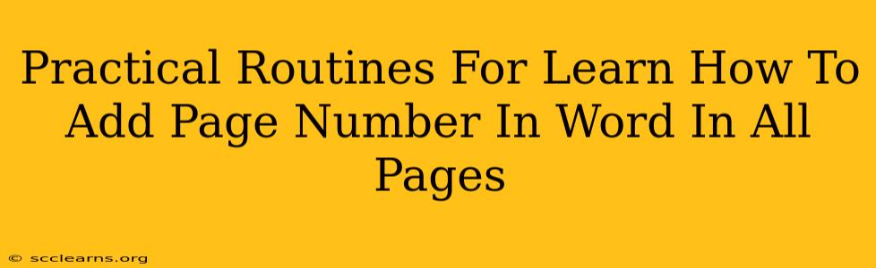 Practical Routines For Learn How To Add Page Number In Word In All Pages