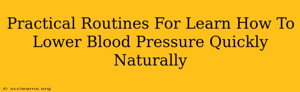 Practical Routines For Learn How To Lower Blood Pressure Quickly Naturally