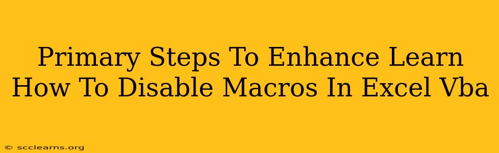 Primary Steps To Enhance Learn How To Disable Macros In Excel Vba