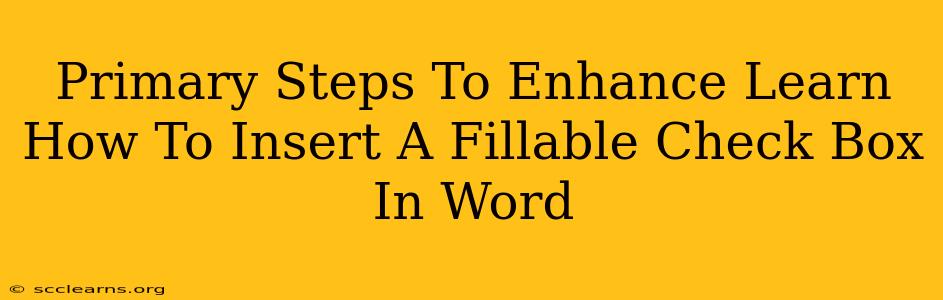 Primary Steps To Enhance Learn How To Insert A Fillable Check Box In Word