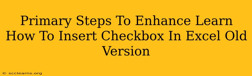 Primary Steps To Enhance Learn How To Insert Checkbox In Excel Old Version