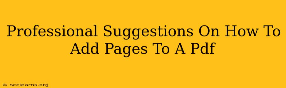 Professional Suggestions On How To Add Pages To A Pdf