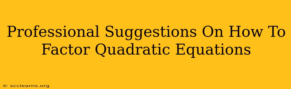 Professional Suggestions On How To Factor Quadratic Equations