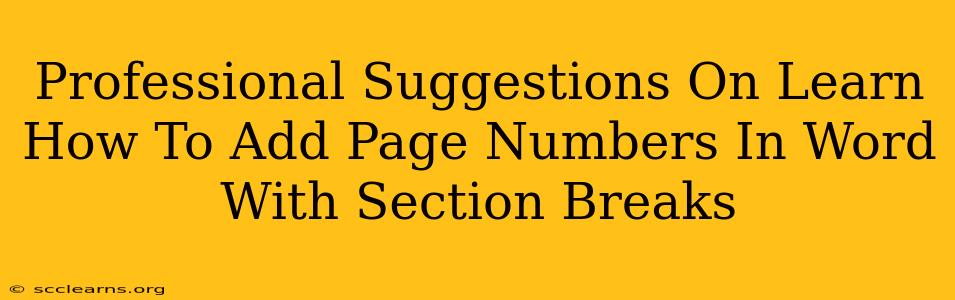 Professional Suggestions On Learn How To Add Page Numbers In Word With Section Breaks