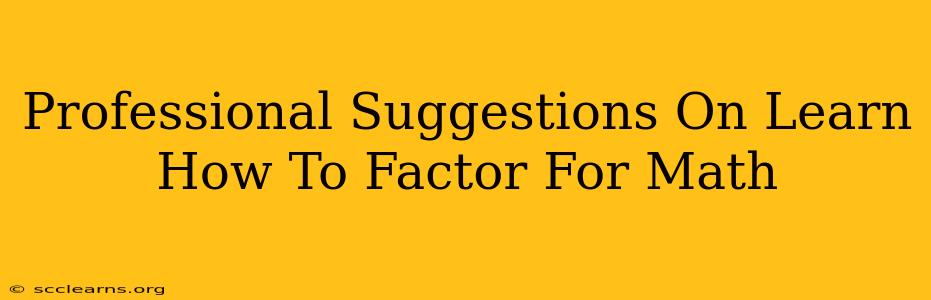 Professional Suggestions On Learn How To Factor For Math