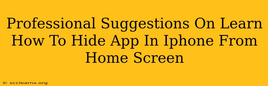 Professional Suggestions On Learn How To Hide App In Iphone From Home Screen