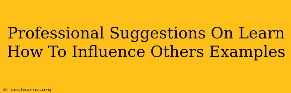 Professional Suggestions On Learn How To Influence Others Examples