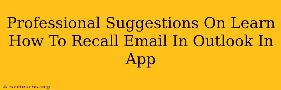 Professional Suggestions On Learn How To Recall Email In Outlook In App