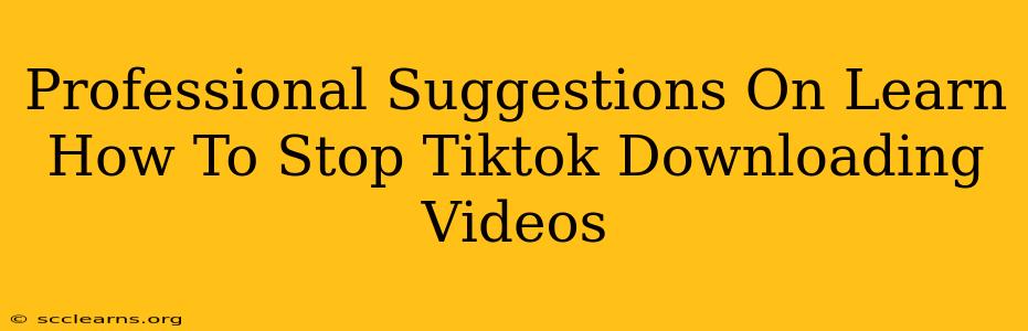 Professional Suggestions On Learn How To Stop Tiktok Downloading Videos