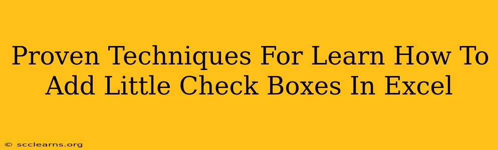 Proven Techniques For Learn How To Add Little Check Boxes In Excel