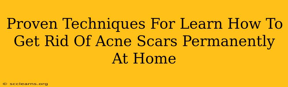 Proven Techniques For Learn How To Get Rid Of Acne Scars Permanently At Home