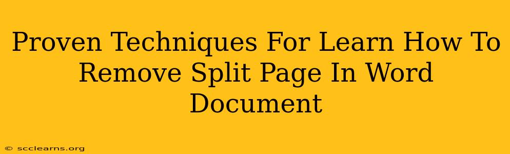 Proven Techniques For Learn How To Remove Split Page In Word Document