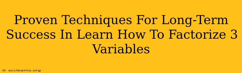 Proven Techniques For Long-Term Success In Learn How To Factorize 3 Variables