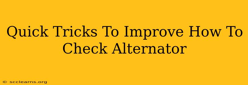 Quick Tricks To Improve How To Check Alternator