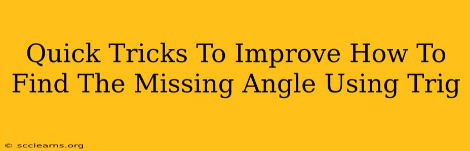 Quick Tricks To Improve How To Find The Missing Angle Using Trig