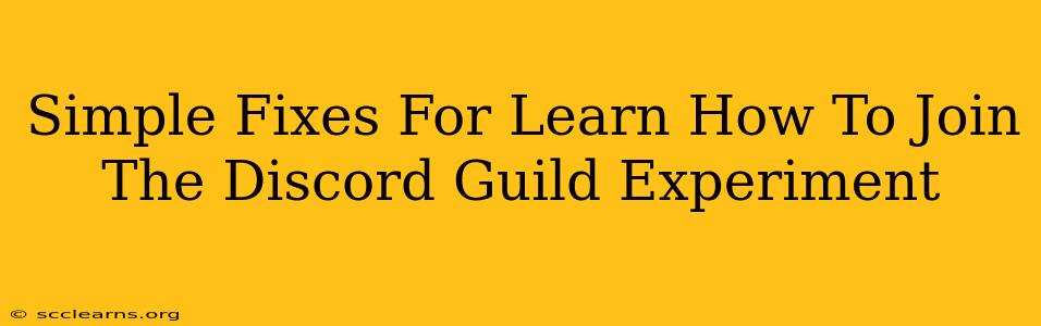 Simple Fixes For Learn How To Join The Discord Guild Experiment