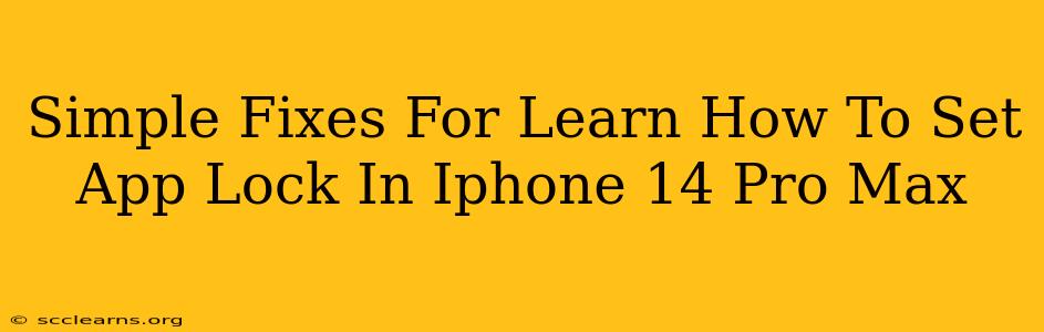 Simple Fixes For Learn How To Set App Lock In Iphone 14 Pro Max