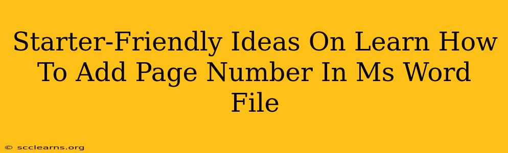 Starter-Friendly Ideas On Learn How To Add Page Number In Ms Word File