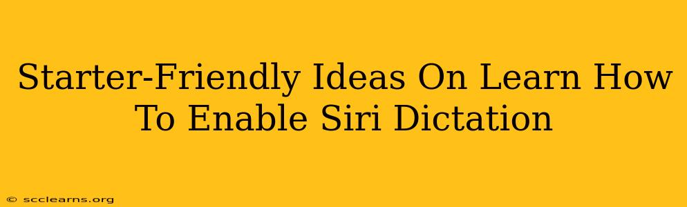 Starter-Friendly Ideas On Learn How To Enable Siri Dictation