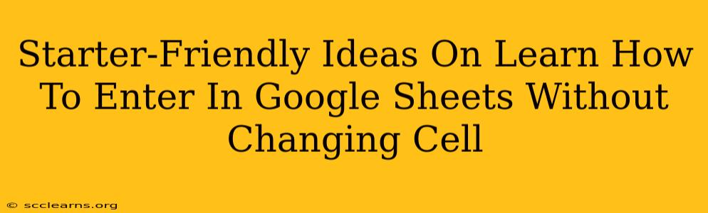 Starter-Friendly Ideas On Learn How To Enter In Google Sheets Without Changing Cell