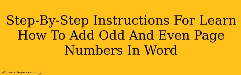 Step-By-Step Instructions For Learn How To Add Odd And Even Page Numbers In Word