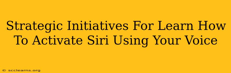 Strategic Initiatives For Learn How To Activate Siri Using Your Voice