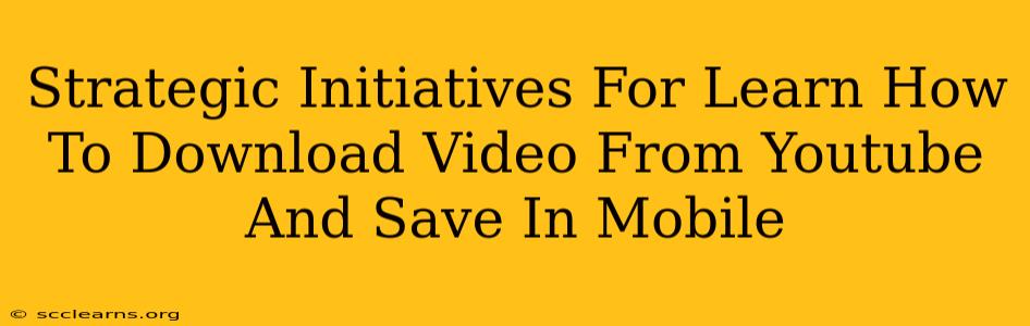 Strategic Initiatives For Learn How To Download Video From Youtube And Save In Mobile