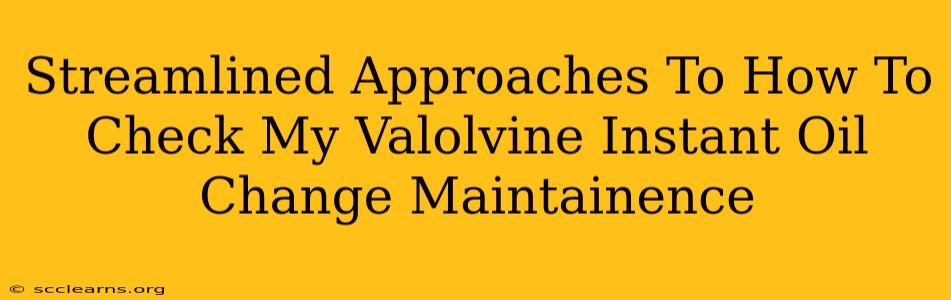 Streamlined Approaches To How To Check My Valolvine Instant Oil Change Maintainence