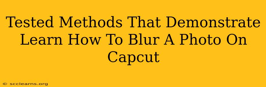 Tested Methods That Demonstrate Learn How To Blur A Photo On Capcut