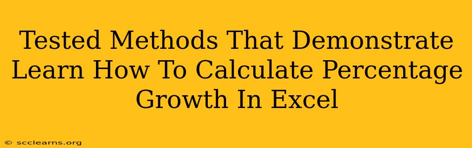 Tested Methods That Demonstrate Learn How To Calculate Percentage Growth In Excel