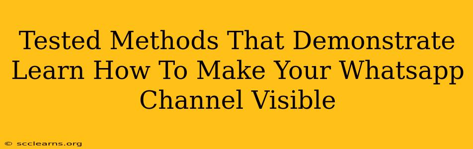 Tested Methods That Demonstrate Learn How To Make Your Whatsapp Channel Visible