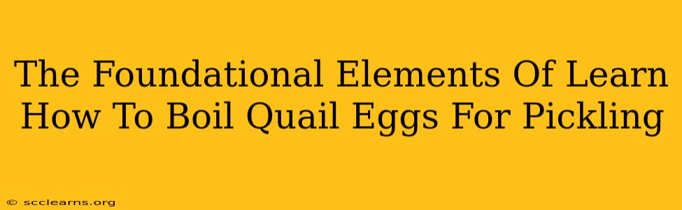 The Foundational Elements Of Learn How To Boil Quail Eggs For Pickling