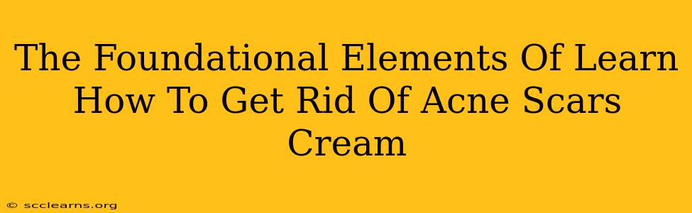 The Foundational Elements Of Learn How To Get Rid Of Acne Scars Cream