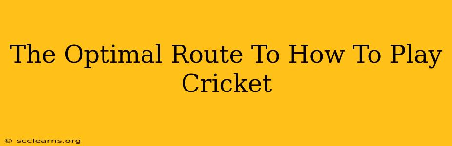 The Optimal Route To How To Play Cricket