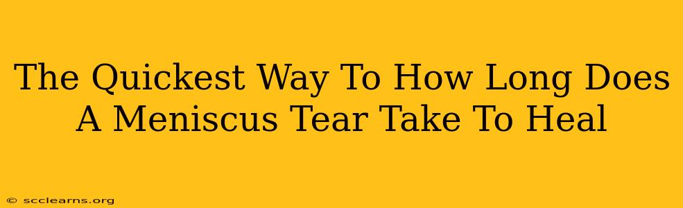 The Quickest Way To How Long Does A Meniscus Tear Take To Heal