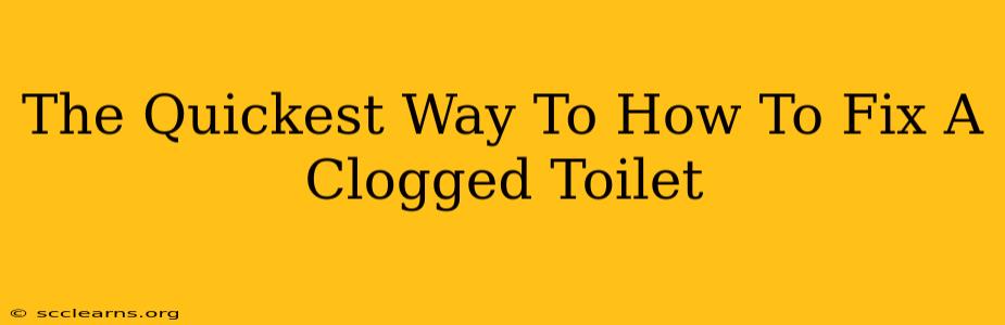 The Quickest Way To How To Fix A Clogged Toilet