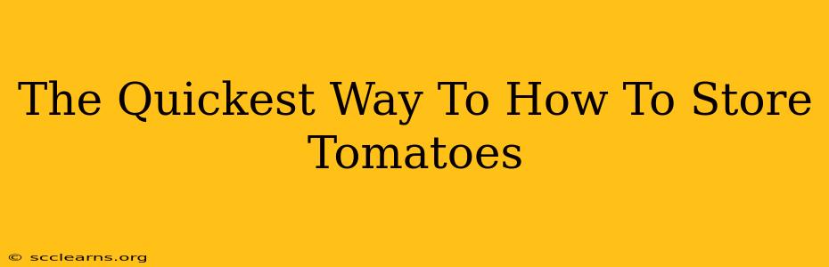 The Quickest Way To How To Store Tomatoes