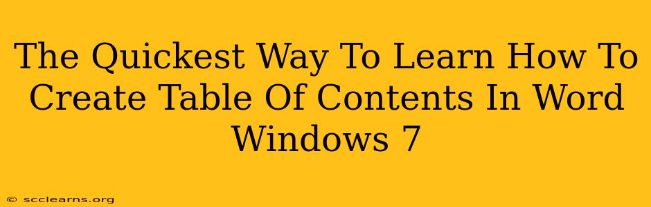 The Quickest Way To Learn How To Create Table Of Contents In Word Windows 7