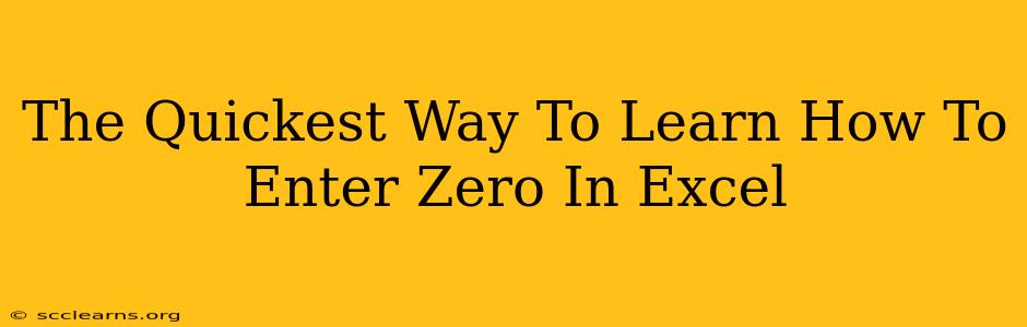 The Quickest Way To Learn How To Enter Zero In Excel