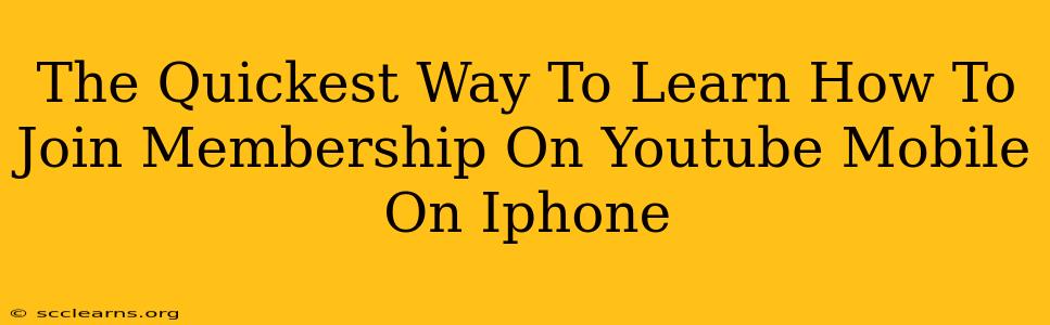 The Quickest Way To Learn How To Join Membership On Youtube Mobile On Iphone