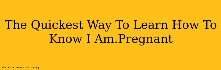 The Quickest Way To Learn How To Know I Am.Pregnant