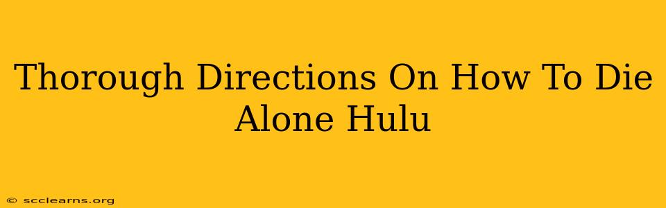 Thorough Directions On How To Die Alone Hulu