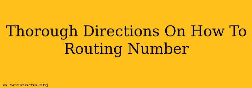 Thorough Directions On How To Routing Number