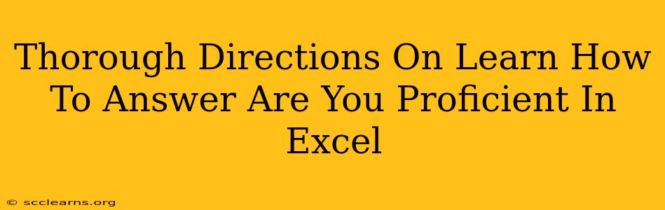 Thorough Directions On Learn How To Answer Are You Proficient In Excel