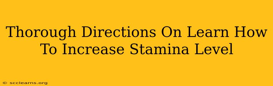 Thorough Directions On Learn How To Increase Stamina Level