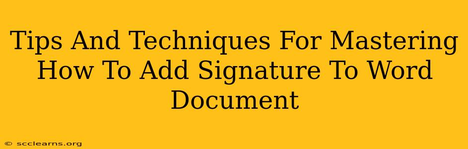 Tips And Techniques For Mastering How To Add Signature To Word Document