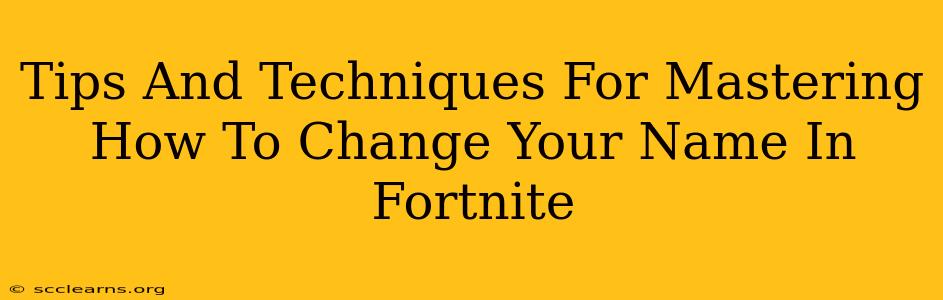 Tips And Techniques For Mastering How To Change Your Name In Fortnite