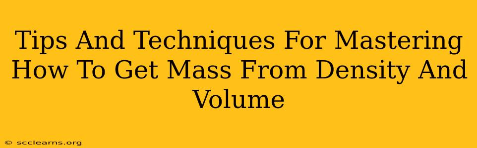 Tips And Techniques For Mastering How To Get Mass From Density And Volume