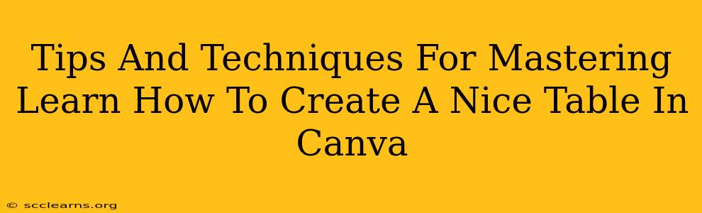 Tips And Techniques For Mastering Learn How To Create A Nice Table In Canva