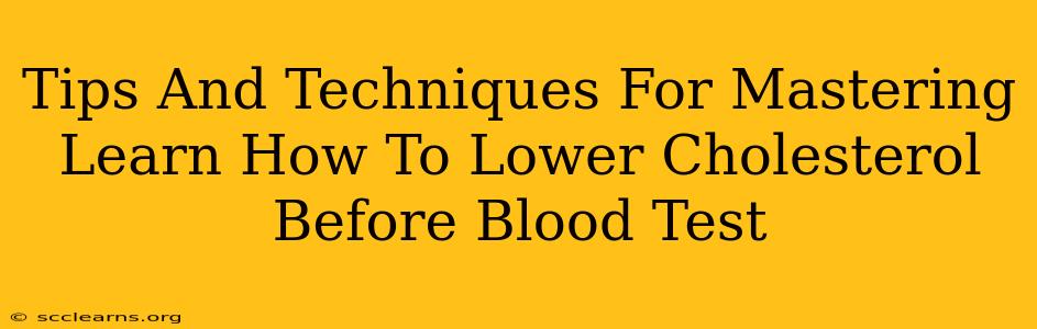 Tips And Techniques For Mastering Learn How To Lower Cholesterol Before Blood Test